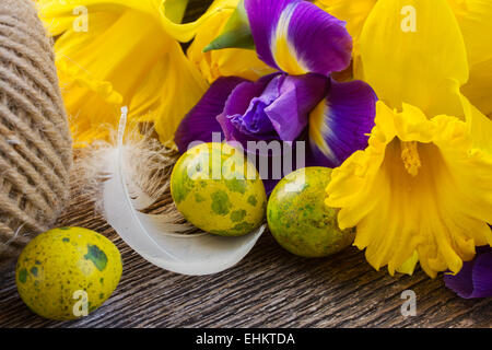 Pasqua narcisi e irise Foto Stock