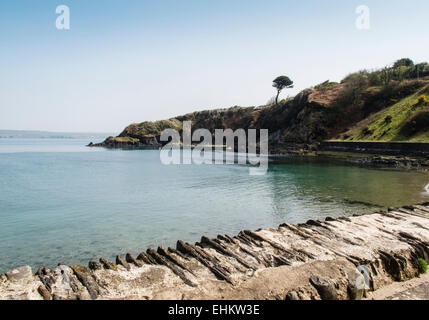 La splendida baia di Cwm-yr-Eglwys Foto Stock
