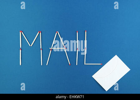 Mail scritta fatta con matchstick Foto Stock