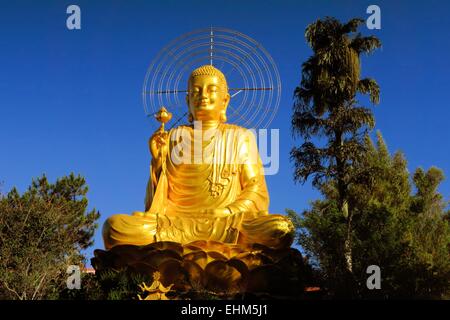 Seduta gigante Buddha dorato.,Dalat, Vietnam Foto Stock