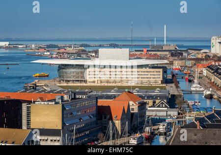 Ariel Vista di Copenhagen Opera House, Danimarca Foto Stock