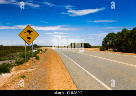Tipica strada australiano segno, Australia occidentale Foto Stock