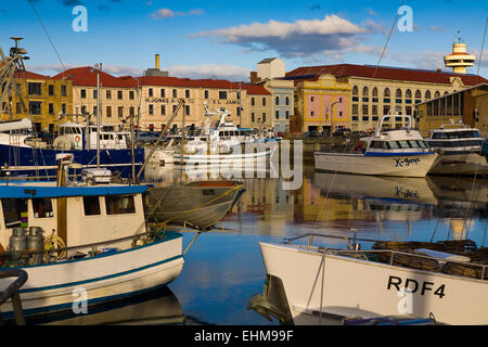 Barche nel porto di Hobart, Hobart, Tasmania, Australia Foto Stock