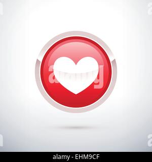 Rosso etichetta rotonda cuore - Collezione di badge Illustrazione Vettoriale