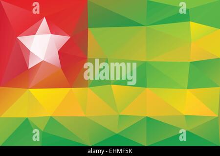 Bandiera del Togo - poligonale triangolare disegno vettoriale Illustrazione Vettoriale
