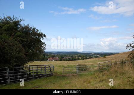 Guardando verso Hagley da Wychbury Hill, Hagley, West Midlands Foto Stock