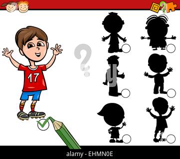 Cartoon illustrazione dell'istruzione ombra Matching Game per bambini in età prescolare Illustrazione Vettoriale