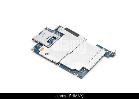 Smart phone scheda principale del circuito isolato su bianco Foto Stock