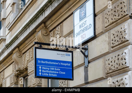 St Barts Hospital segno, London, Regno Unito Foto Stock