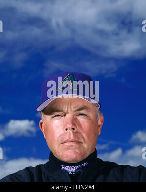 Phoenix, AZ - marzo 28: baseball coach buck showalter a Phoenix in Arizona, il 28 marzo 1998. Foto Stock