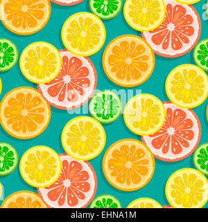 Seamless agrumi vettore di fondo (pompelmo,calce,limone,arancio) Foto Stock