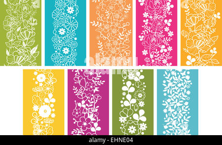 Set di nove fiori di primavera verticale modelli senza confini Foto Stock