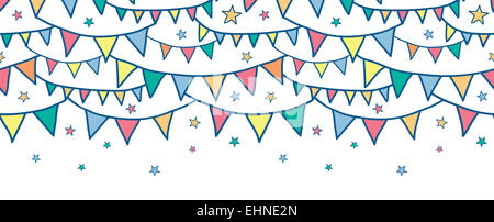 Coloratissimo doodle bunting bandiere senza giunture orizzontali sullo sfondo del modello Foto Stock