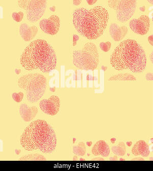 Cuori di impronte digitali serie di modello senza cuciture e bordi Foto Stock