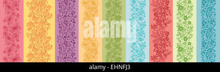 Set di nove fiori colorati verticale modelli senza confini Foto Stock