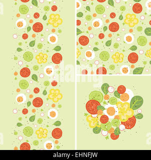 Uova e insalata set di pattern senza giunture e frontiere. Foto Stock