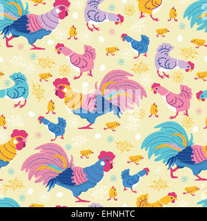 Divertimento di polli seamless sfondo pattern Foto Stock