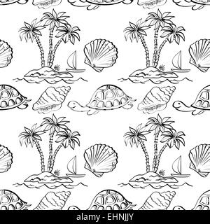 Seamless pattern esotici, contorno Foto Stock