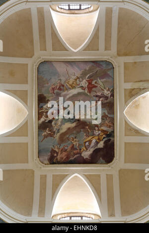 Addolorato ornato soffitto del Museo Civico di Cremona, Italia. Foto Stock