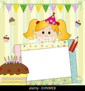 Illustrazione per buon compleanno ragazza Foto Stock