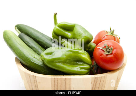 Paprika e pomodori in vasca Foto Stock