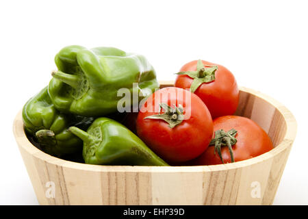 Paprika e pomodori in vasca Foto Stock