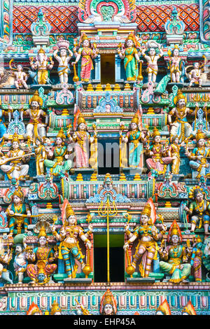 Dettagli del tempio indù di Singapore. Foto Stock