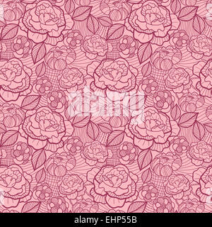 Linea rossa arte fiori seamless sfondo pattern Foto Stock