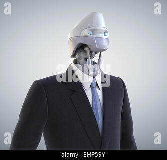 Robot vestito con una tuta di business. Percorso di clipping incluso Foto Stock