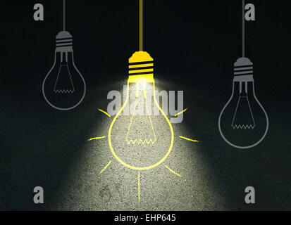 Disegno della lampadina della luce sulla parete di cemento Foto Stock