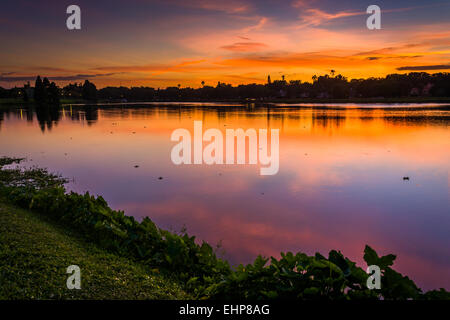 Crescent Lake al tramonto, in Saint Petersburg, in Florida. Foto Stock