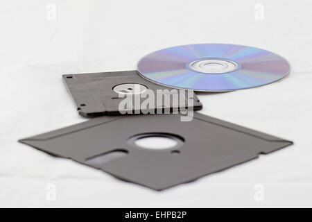 Old fashion floppy un cd dvd Foto Stock