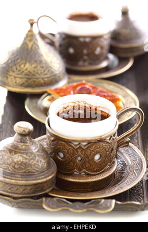 Il caffè turco di close-up. Foto Stock