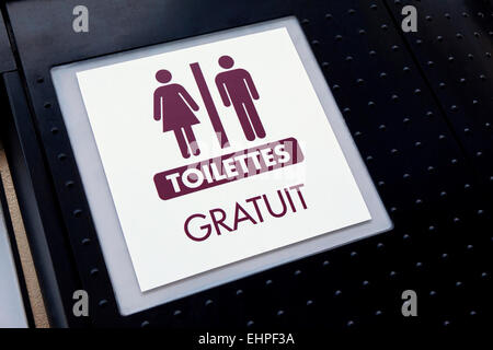 Close up di un wc sign in città Foto Stock