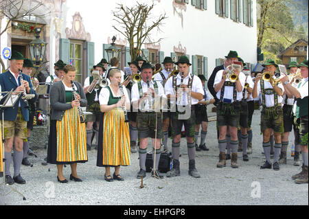 Banda di ottoni in Baviera Foto Stock