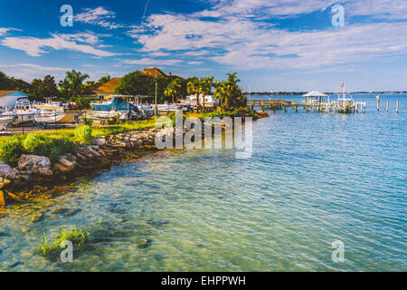 Marina lungo il fiume Tolomato, in Vilano Beach, Florida. Foto Stock