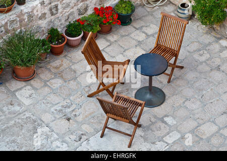 Bellissimo cortile a Dubrovnik, Croazia Foto Stock