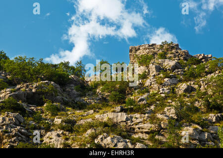 Cliff nel canyon del fiume di montagna vicino a Spalato, Croazia Foto Stock