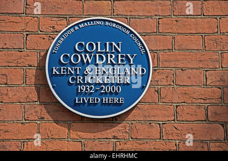 Tonbridge Colin Cowdrey Cricketer aratro blu Kent England Foto Stock