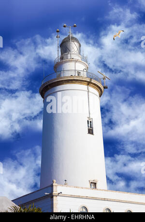 Il famoso faro di La Malagueta a Malaga Spagna Foto Stock