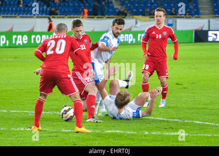 I giocatori durante la partita tra il Dnipro vs Metalurg. Ukrainian Premier League Foto Stock