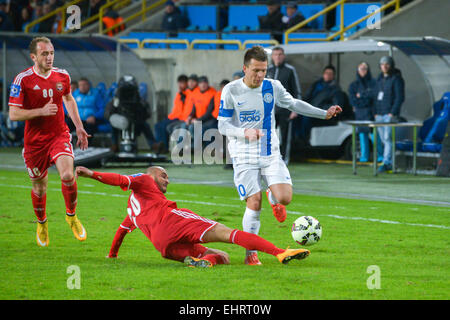 I giocatori durante la partita tra il Dnipro vs Metalurg. Ukrainian Premier League Foto Stock