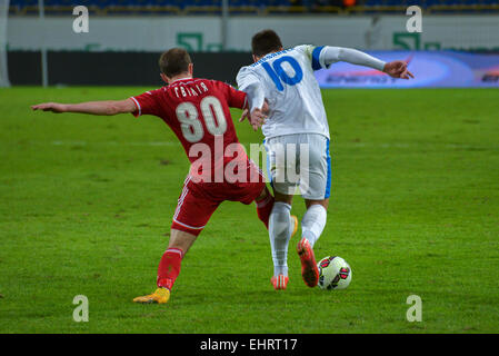 I giocatori durante la partita tra il Dnipro vs Metalurg. Ukrainian Premier League Foto Stock