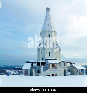 Chiesa dell'Ascensione in Kolomenskoe in inverno, Mosca Foto Stock