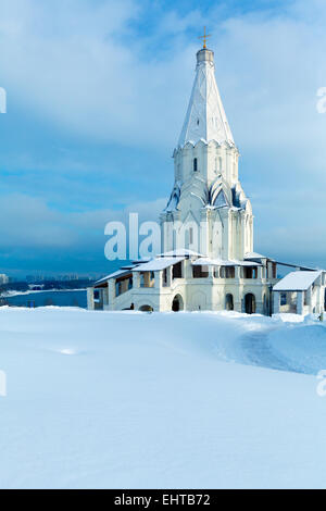 Chiesa dell'Ascensione in Kolomenskoe in inverno, Mosca Foto Stock