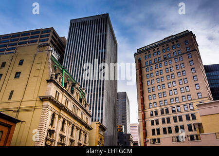 Cluster di highrises in downtown Baltimore, Maryland. Foto Stock