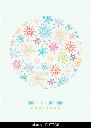 Doodle colorati fiocchi di neve telaio circolare seamless sfondo Pattern Foto Stock