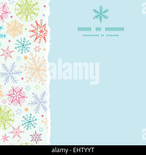 Doodle colorati fiocchi di neve quadrato telaio strappato Seamless sfondo Pattern Foto Stock