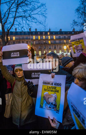 RALLY DI SUPPORTO IN OMAGGIO ALLE 12 vittime degli attacchi del giornale Charlie Hebdo Foto Stock