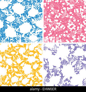 Set di quattro sagome floreali seamless patterns sfondi Foto Stock